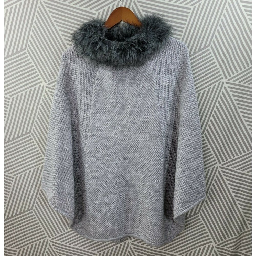Ann Taylor Poncho Sweater Cassie Fur Large XL